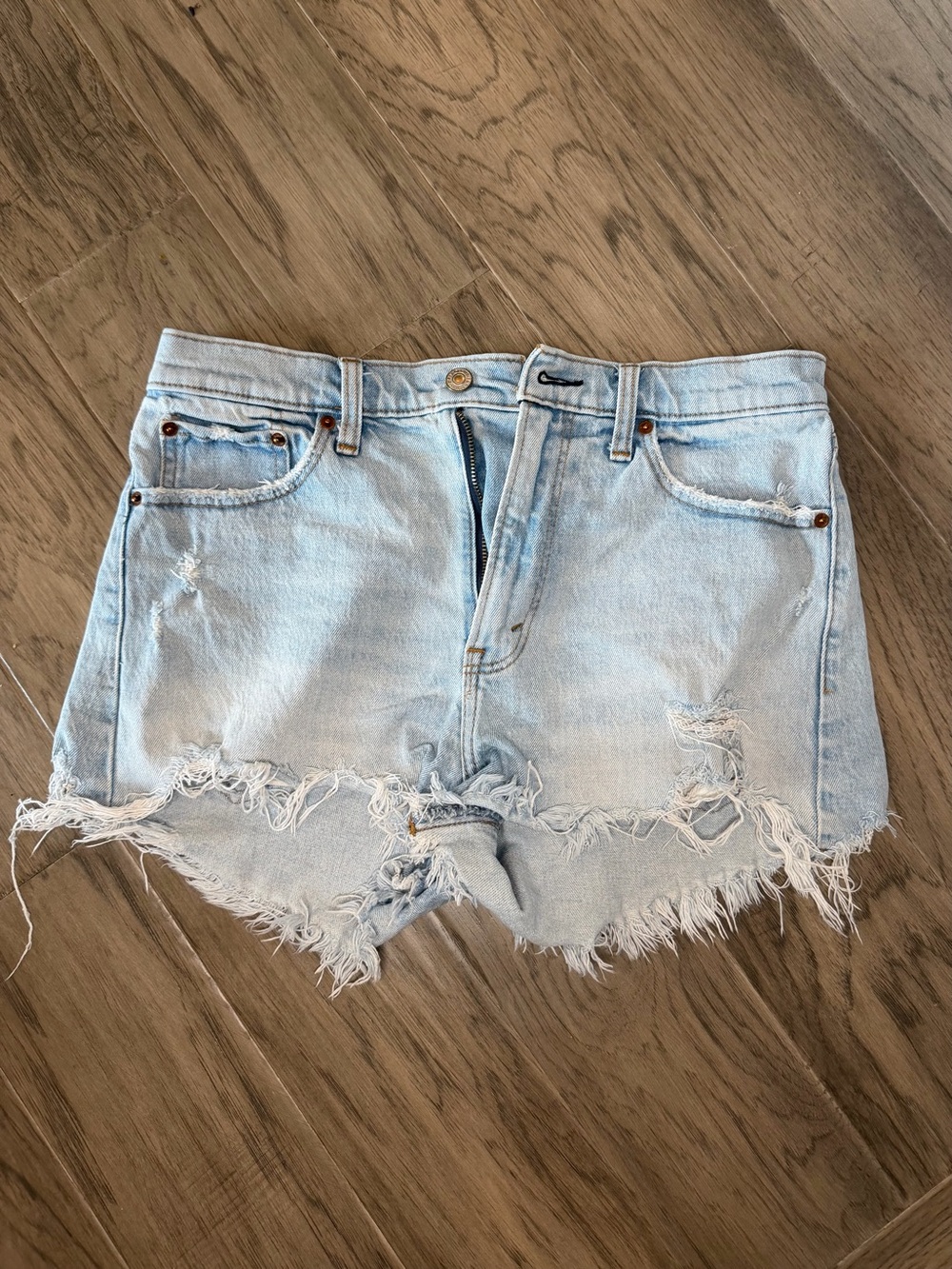 Abercrombie & Fitch Light Blue Distressed Denim Cutoff Shorts
